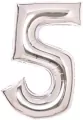 Balon foliowy cyfra 5 srebrna 52x66cm - tantis.pl