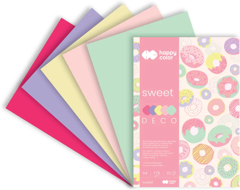 Blok A4/20K Deco Sweet 5 kolorów HAPPY COLOR - tantis.pl
