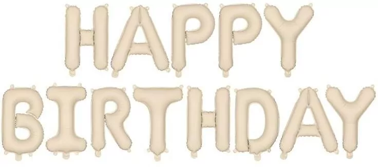 Balon foliowy Happy Birthday 340x35cm beż - tantis.pl
