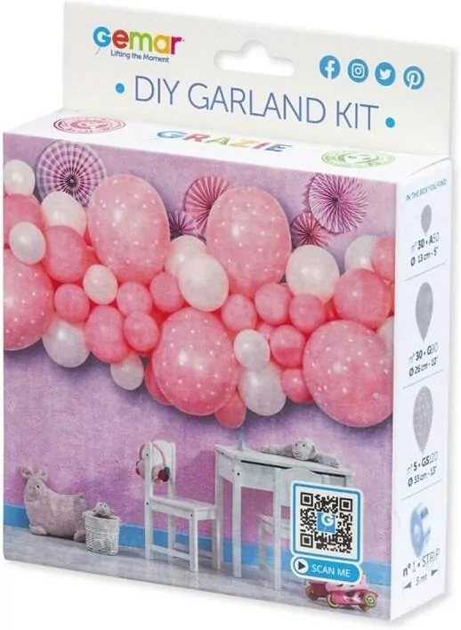 Girlanda balonowa DIY Baby Pink 65 balonów + taśma - tantis.pl