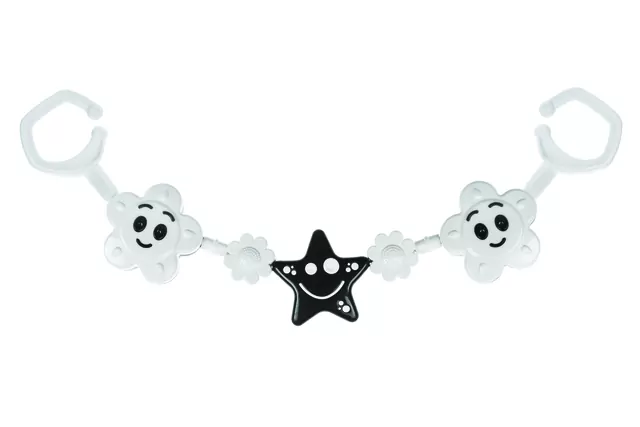 Zawieszka do wózka czarno-biała 2 kwiatki, gwiazda - tantis.pl