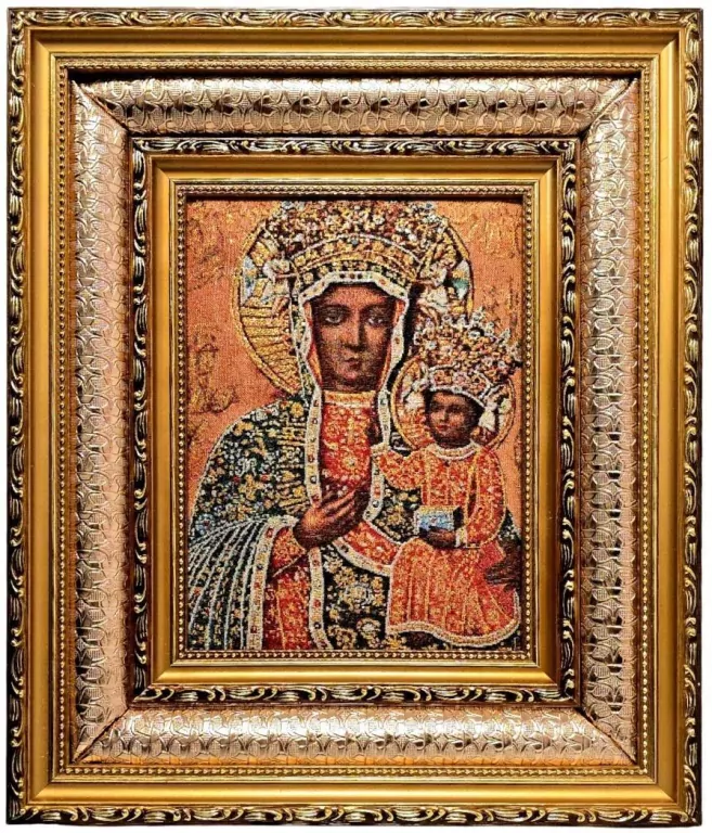 Obraz Haftowany Matka Boża Częstochowska 38x32cm - tantis.pl