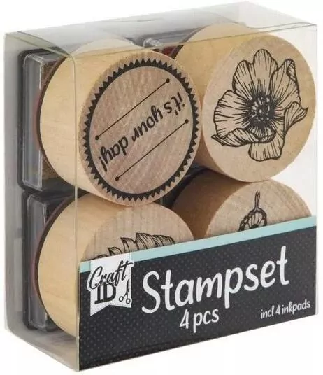 Drewniany zestaw stempli 4szt blue - tantis.pl