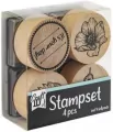 Drewniany zestaw stempli 4szt blue - tantis.pl