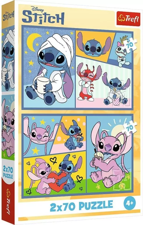 Puzzle 2x70 Ze Stitchem nie ma nudy TREFL - tantis.pl