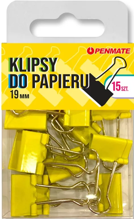 Klipsy do papieru 19mm kanarkowe - tantis.pl