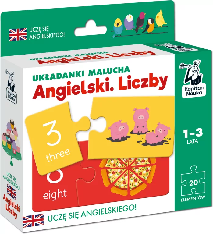 Angielski. Liczby. Układanki malucha. Kapitan Nauka - tantis.pl