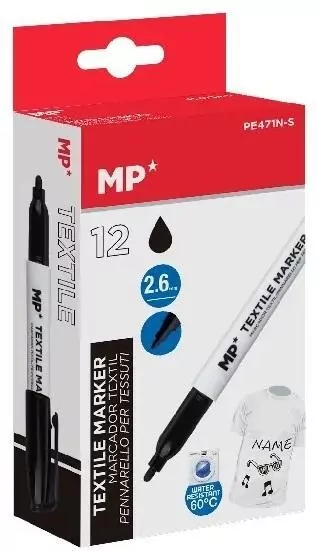 Marker do tkanin czarny 2,6mm (12szt) - tantis.pl