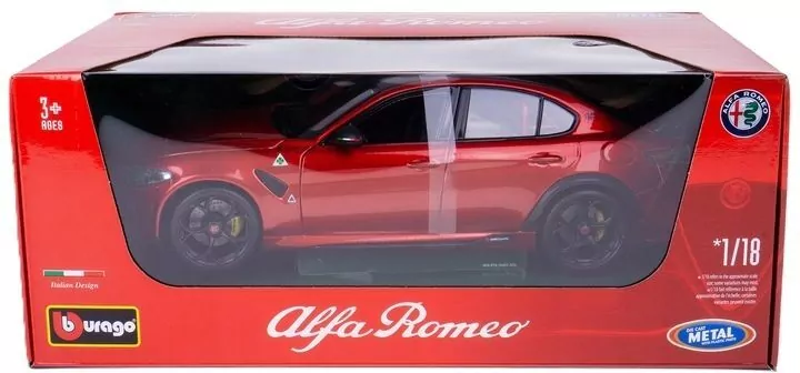 BBurago. Alfa Romeo Giulia GTAM Metal Red 1:18 - tantis.pl