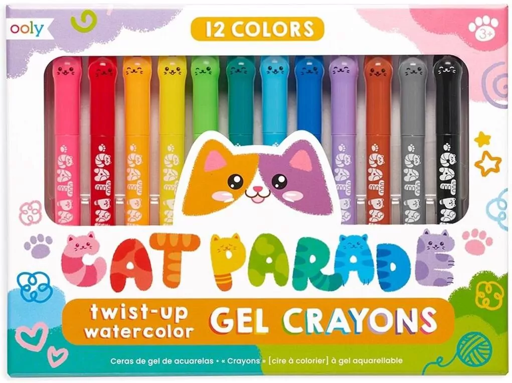 Kredki akwarelowe, żelowe. Kocia Parada 12 kolorów - tantis.pl