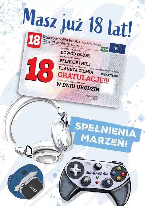 Karnet urodziny 18 - tantis.pl