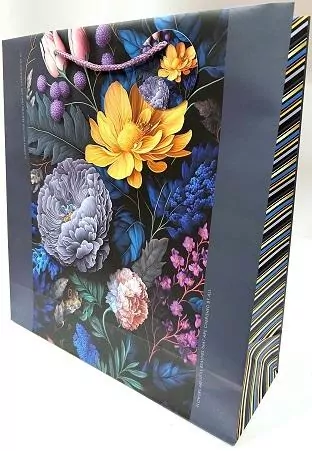 Torebka ozdobna, matowa 35x37x12cm Ciemne, kwiaty - tantis.pl