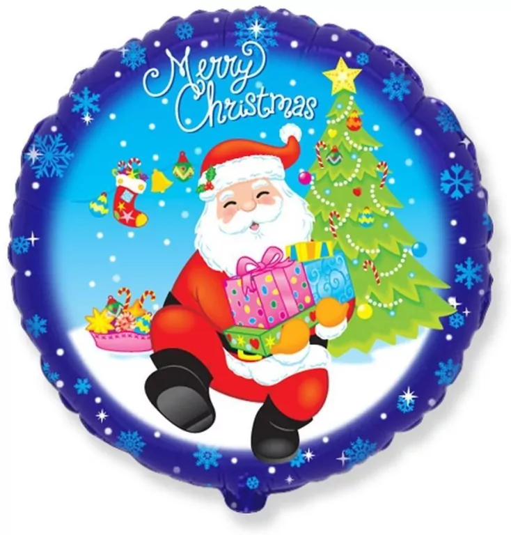 Balon foliowy Merry Christmas Mikołaj 45cm - tantis.pl