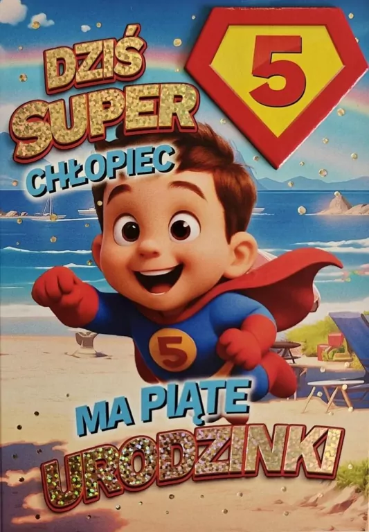 Karnet Urodziny 5 chłopiec - Superbohater - tantis.pl