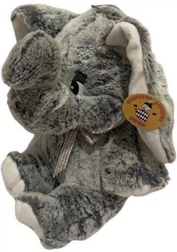 Maskotka pluszowa Słoń szary siedzący z kokardą 30cm 4186 - tantis.pl