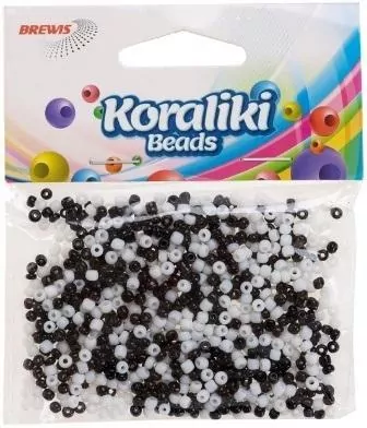 Koraliki akrylowe do nawlekania białe czarne 35mm - tantis.pl