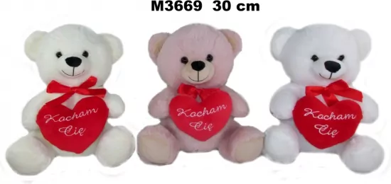 Maskotka Miś 3kol "Kocham Cię" 30cm 162045 mix cena za 1 szt