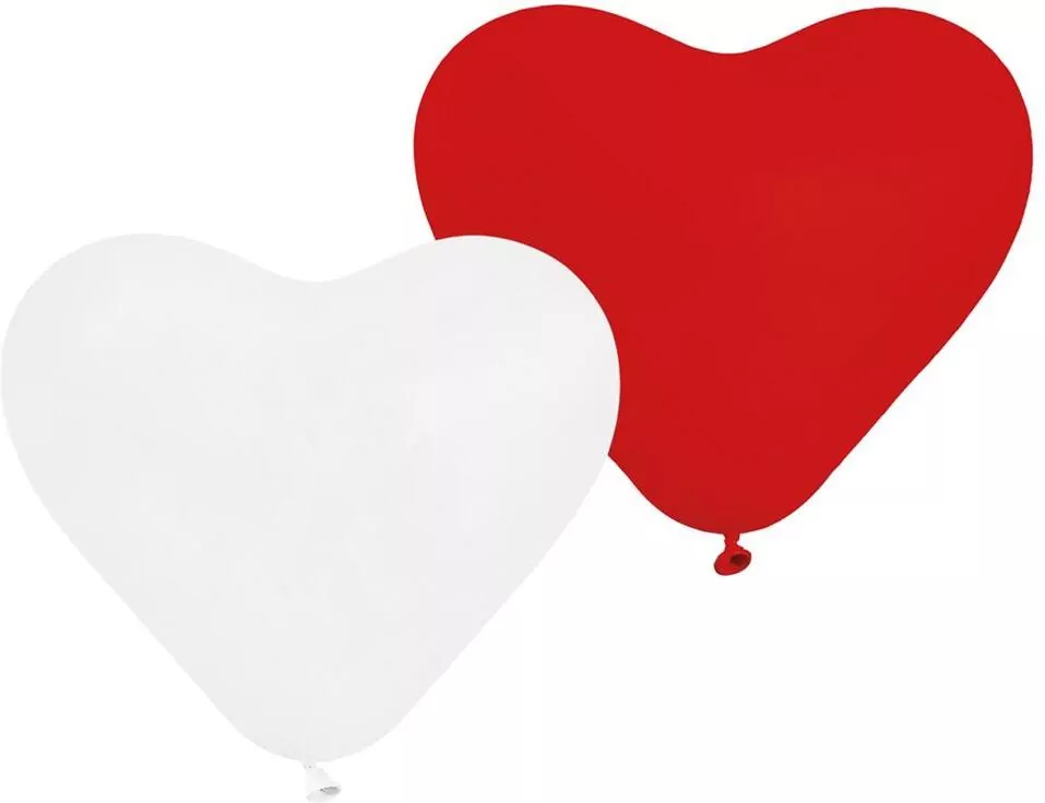 Balony pastelowe. Serca czerwone i białe - tantis.pl