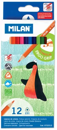 Kredki ołówkowe trójkątne 12 kolorów - tantis.pl