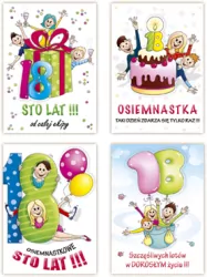 KARNET URODZINY 18 B6 Z KOPERTA ZDOB MRG FOL