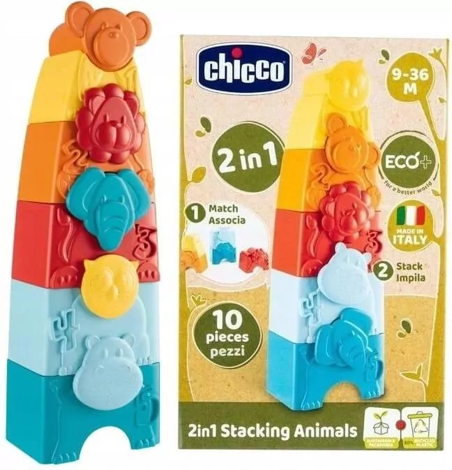 Układanka wieża Zwierzątka Eco+ 10el - tantis.pl