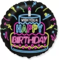 Balon foliowy Happy Birthday neon 45cm - tantis.pl
