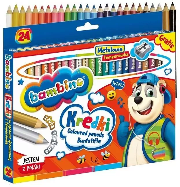 Kredki Bambino 24 kolory + temperówka - tantis.pl