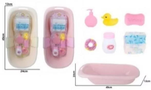 Wanienka do kąpieli lalki + akcesoria 24x49x12cm - tantis.pl