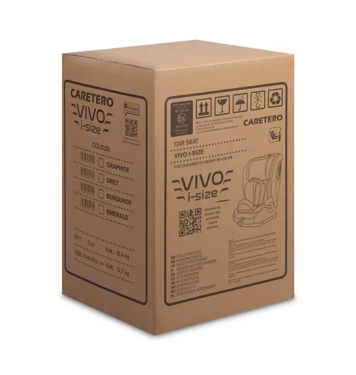 Caretero Fotelik Vivo grafitowy (76-150cm) - tantis.pl