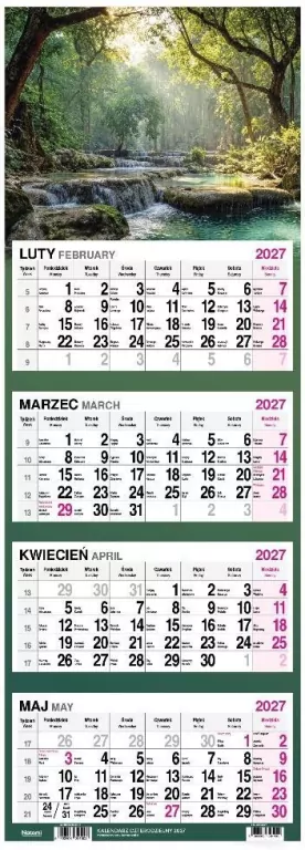Kalendarz 2027 Czterodzielny Rzeka w lesie - tantis.pl