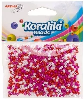 Koraliki akrylowe do nawlekania białe czerwone 35m - tantis.pl
