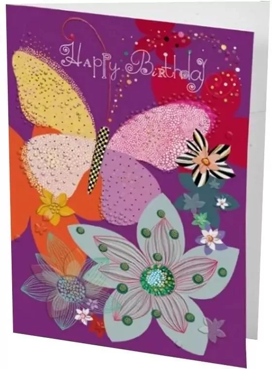 Karnet B6 + koperta Urodziny Motyl i kwiaty - tantis.pl