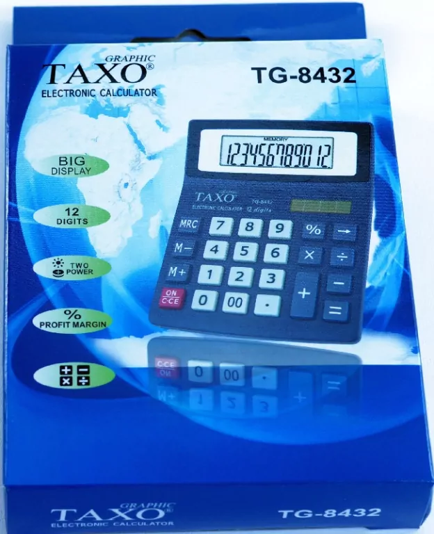 Kalkulator Taxo 12- pozycyjny. Czarny - tantis.pl