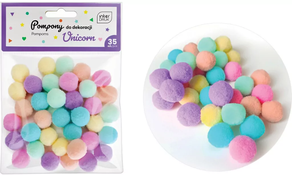 Pompony do dekoracji. Unicorn 35 sztuk - tantis.pl