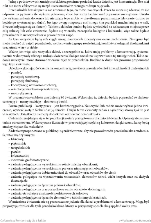 Ćwiczenia na koncentrację dla 6-latków - tantis.pl