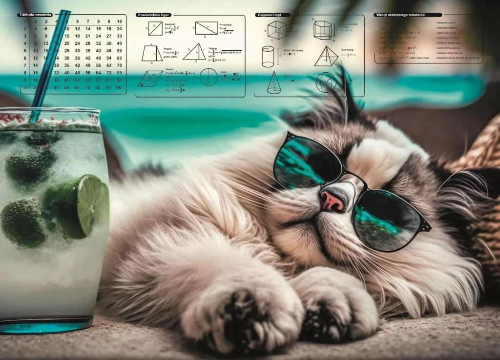 Mata na biurko z nadrukiem chillout cat - tantis.pl