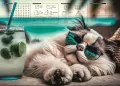 Mata na biurko z nadrukiem chillout cat - tantis.pl
