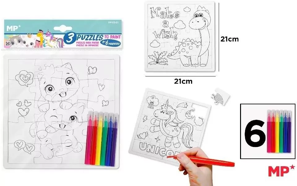 Puzzle do kolorowania z flamastrami - tantis.pl