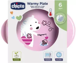 Talerz podgrzewany 6m+ różowy