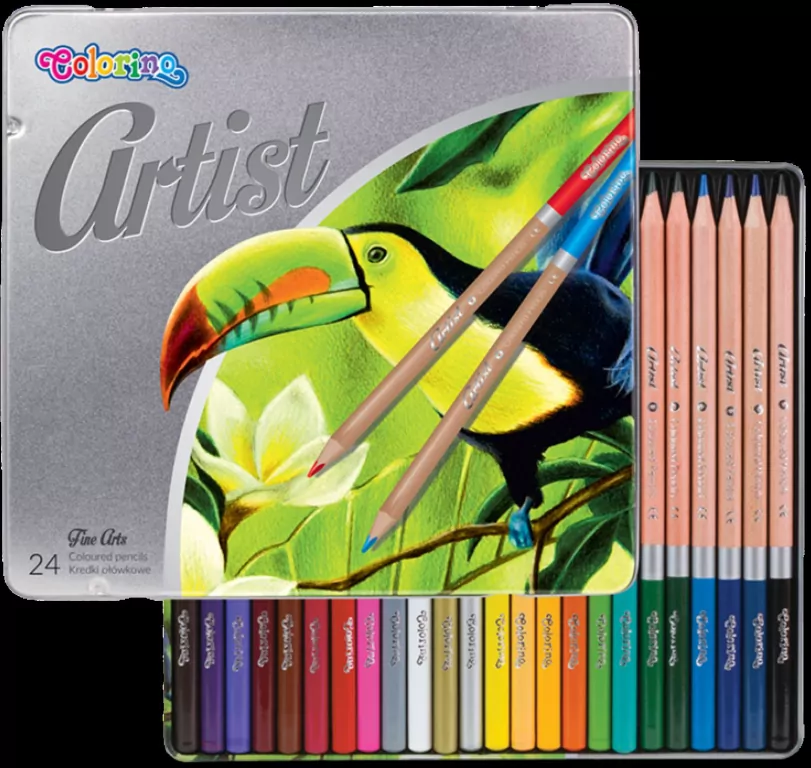 Kredki Colorino artist ołówkowe okrągłe 24 kolory metalowe pudełko - tantis.pl