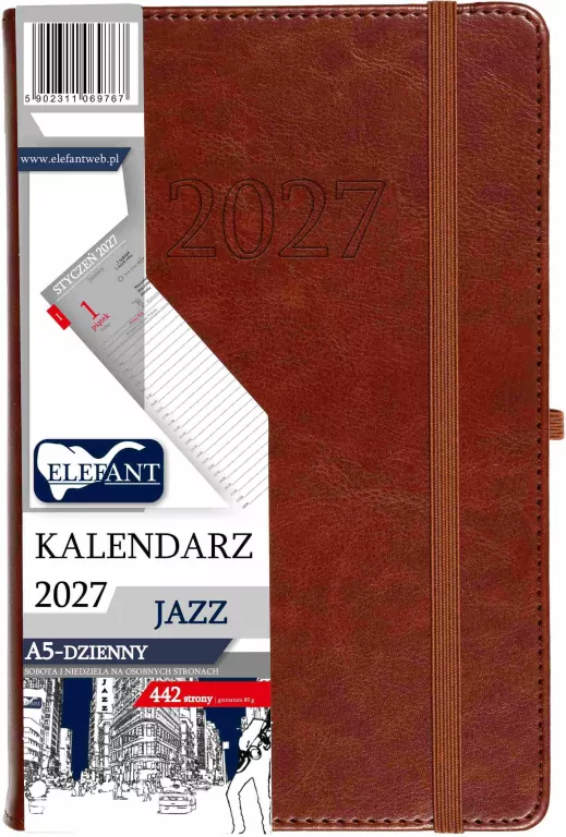 Kalendarz Jazz 2027 A5 dzienny brązowy - tantis.pl