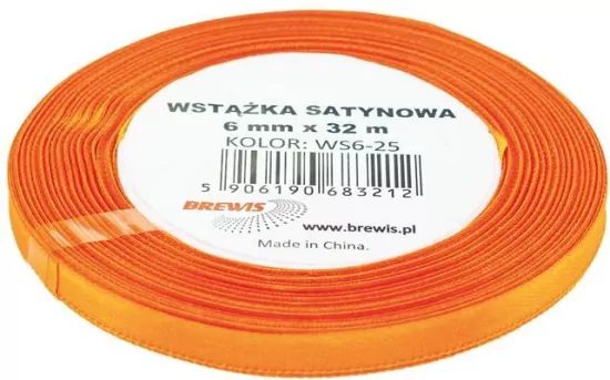 Wstążka satynowa pomarańczowa 6mmx32m