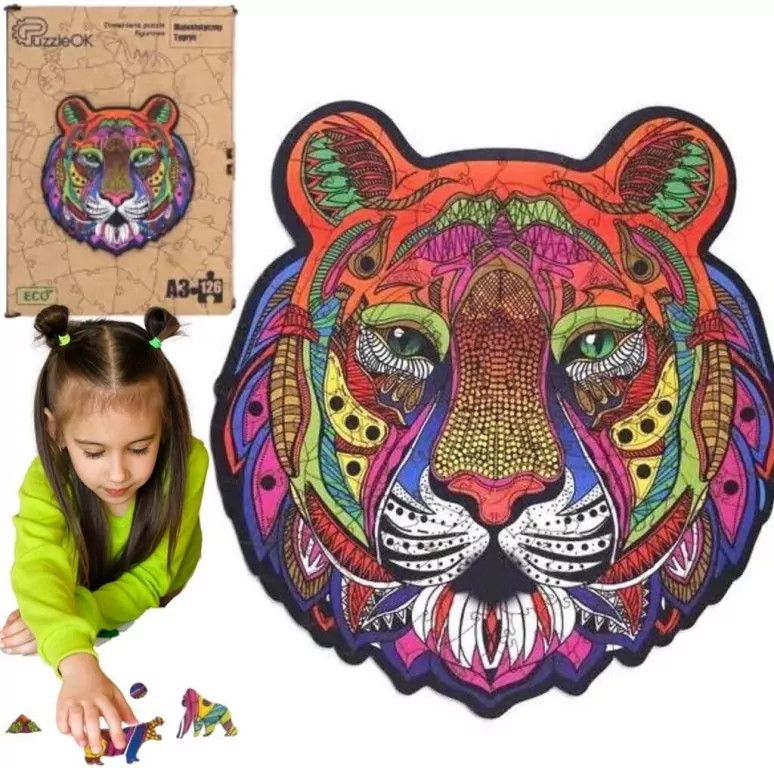 Puzzle drewniane eko 126. Majestatyczny tygrys - tantis.pl