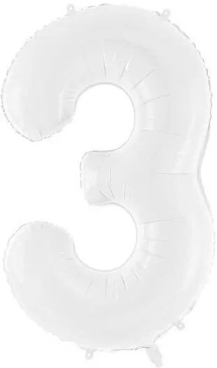 Balon foliowy cyfra 3 86cm biały - tantis.pl