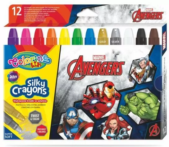 Kredki żelowe wykręcane Colorino Kids 12 kolorów Avengers - tantis.pl
