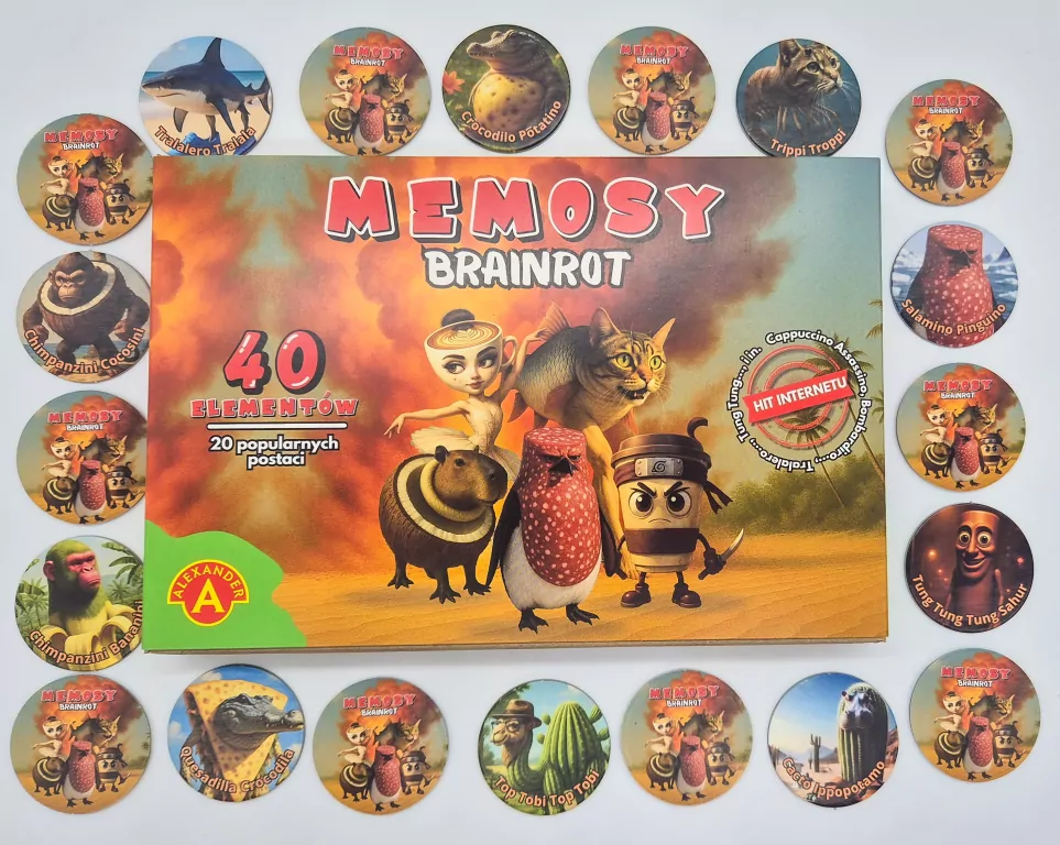 Gra Memosy Brainrot - Ballerina Capuccina, Tung Tung Tung Sahur i inni - tantis.pl