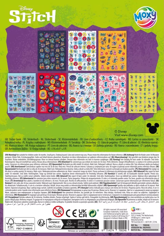 Książeczka z brokatowymi naklejkami Disney Stitch - tantis.pl