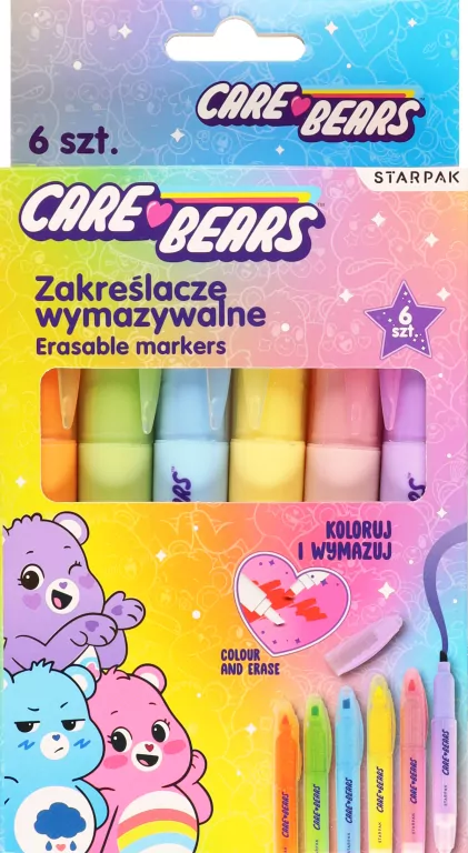 Zakreślacze wymazywalne. Care Bears - tantis.pl