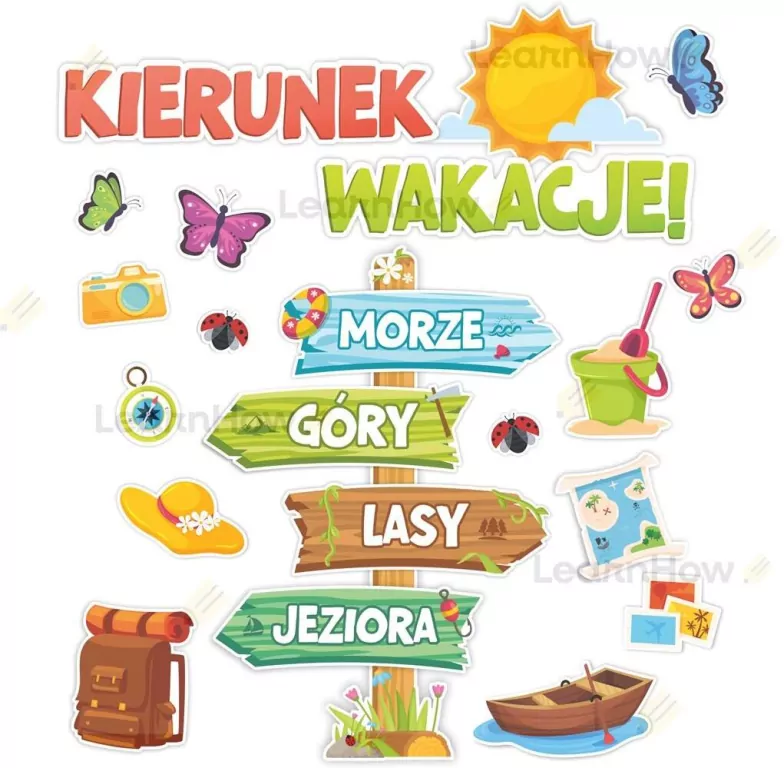 Dekoracje szkolne - Kierunek wakacje XL 22el - tantis.pl