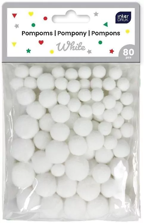 Pompony do dekoracji 80szt White - tantis.pl